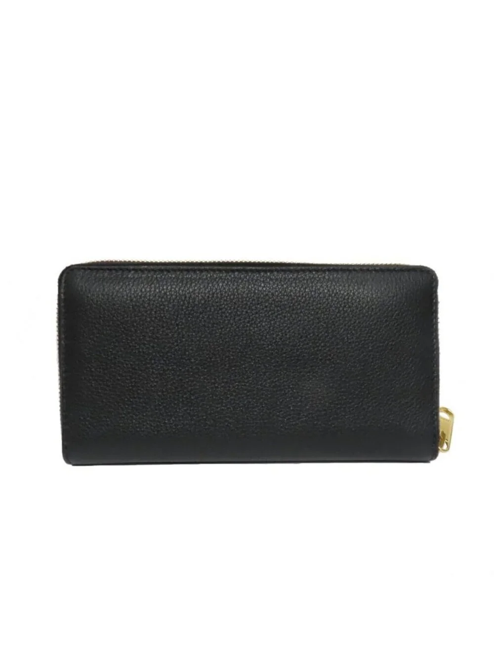 Gucci Logo Zip Around Wallet Black Gold Leather